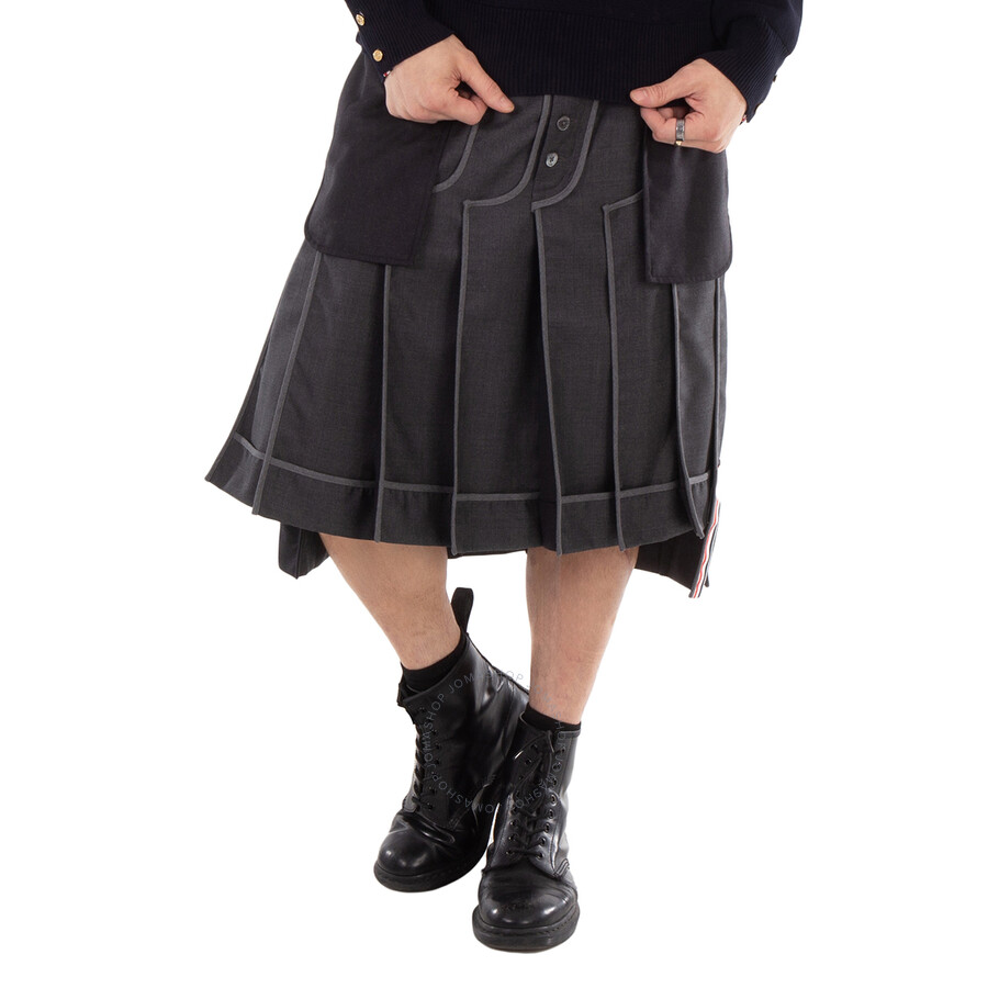 スカート THOM BROWNE Woman Skirt Charcoal FGC402V00626 035 Twill Midi Pleated Skirt | Thom Browne