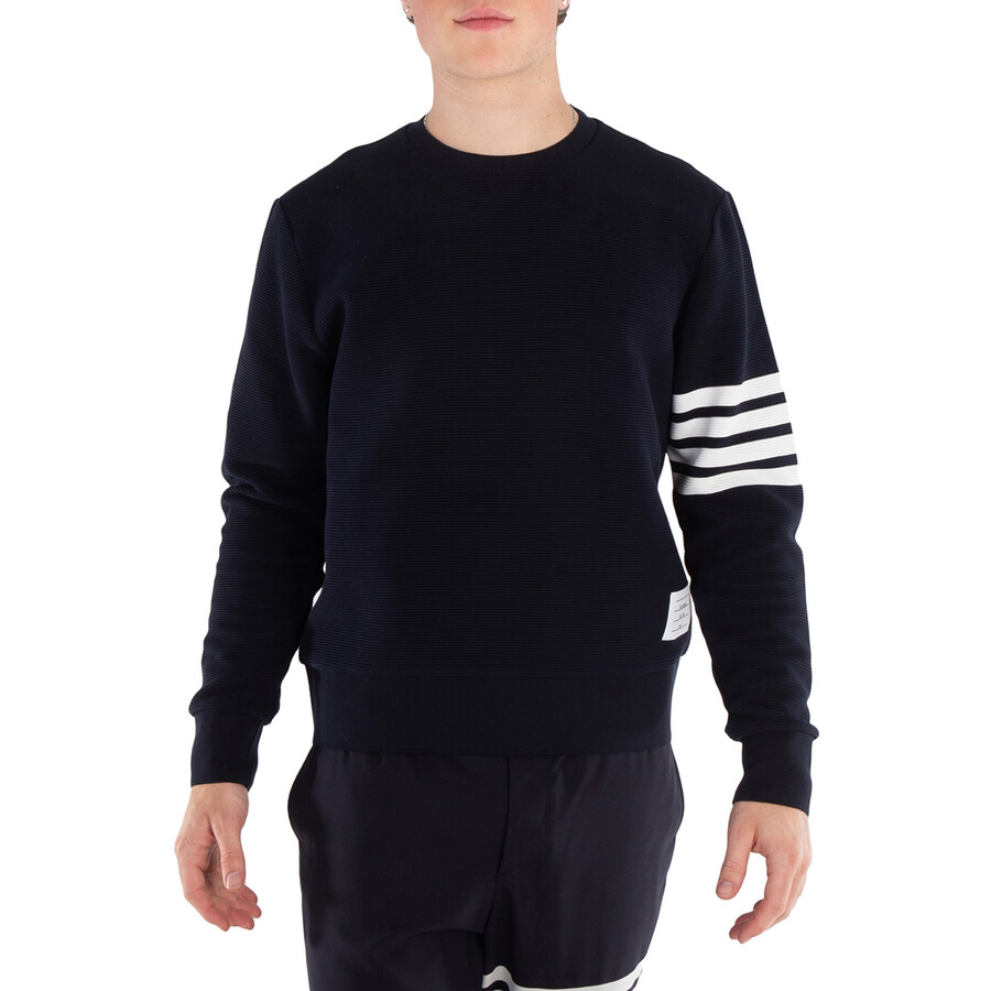 Men's Navy 4-Bar Stripe Sleeve Sweatshirt