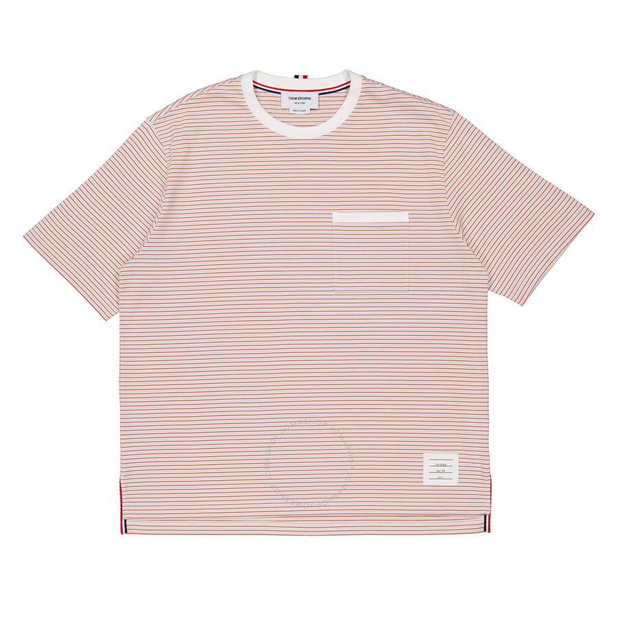 Thom Browne Men's Red Oversized Pocket Stripe T-shirt In Red