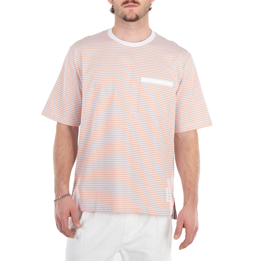Men's Red Oversized Pocket Stripe T-Shirt