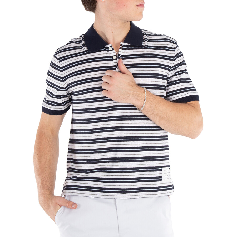 Men's Striped Linen Polo Shirt