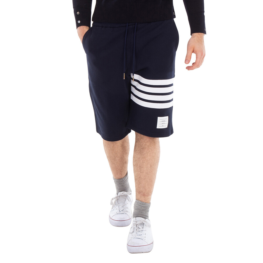 Navy 4-Bar Loopback Cotton Sweatshorts