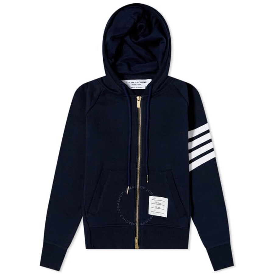 Thom Browne Navy 4-bar Loopback Full Zip Hoodie In Blue