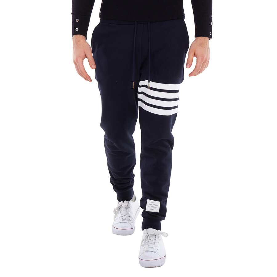 Navy 4-Bar Loopback Sweatpants