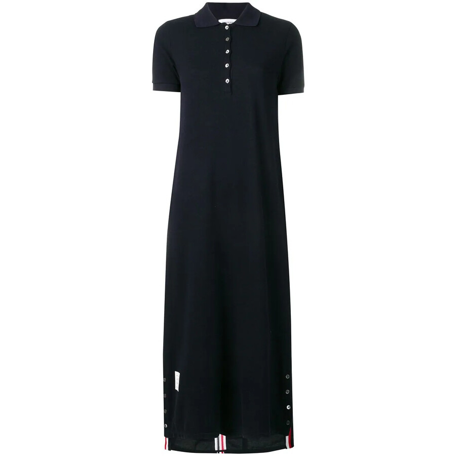 Thom Browne Ladies Navy Classic Cotton Pique Polo Shirtdress