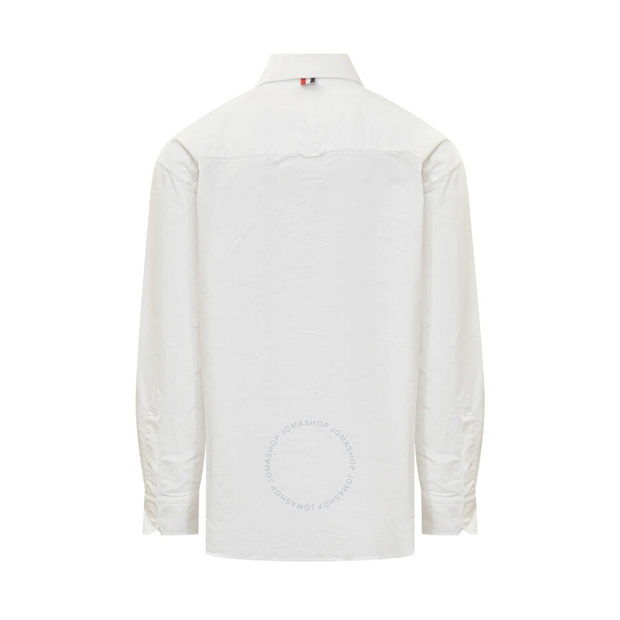 Thom Browne Blue & White Paneled Shirt In White