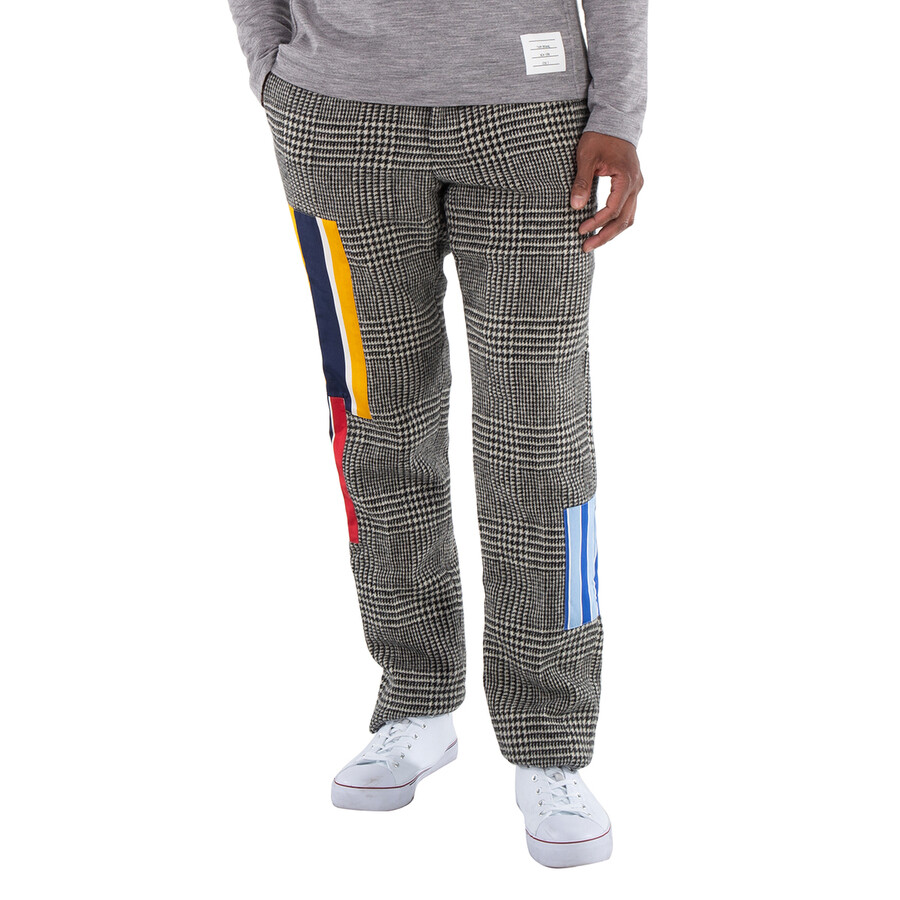 Patchwork Prince Of Wales Wool Trousers