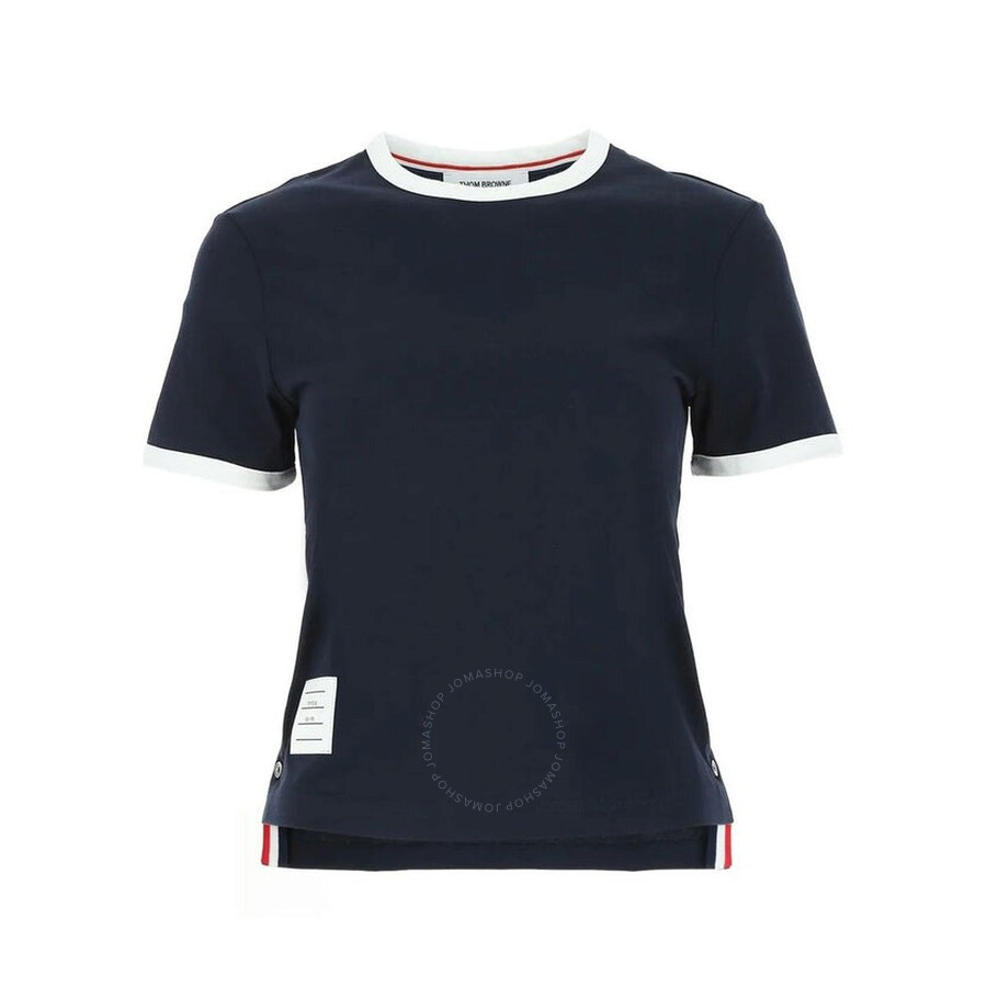 Thom Browne Ringer T-shirt In Blue