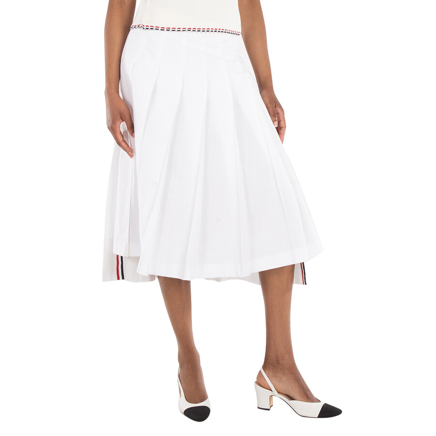 RWB Stripe Dropped Back Pleated Skirt