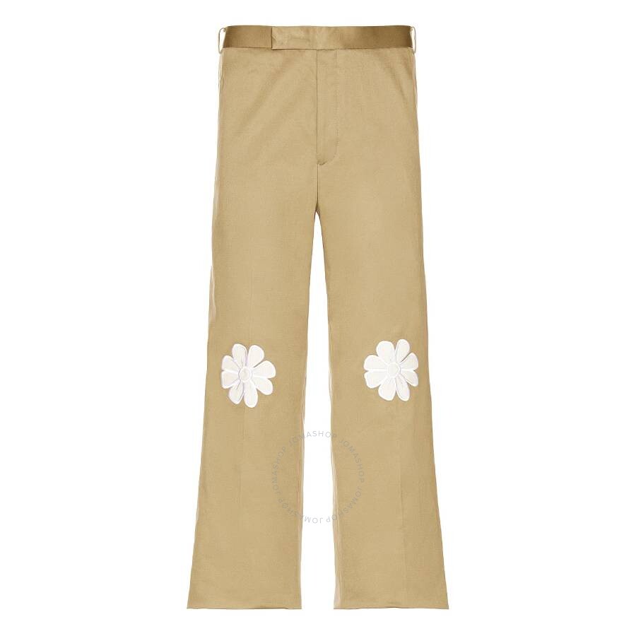 Thom Browne Satin Stitch Unconstructed Daisy Patch Trouser In Beige
