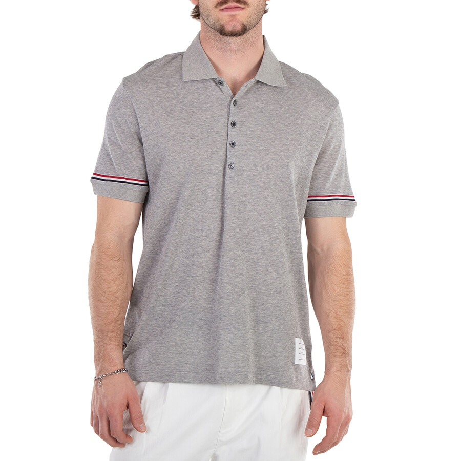 トムブラウン メンズ 半袖Tシャツ MJP193A J0129 035 Thom Browne Short Sleeve Cotton Polo Shirt, Brand Size 1