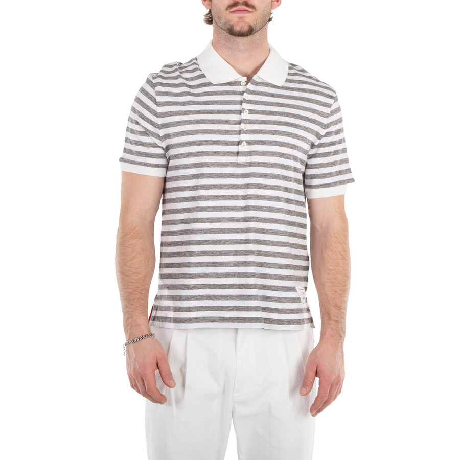★THOM BROWNE★シルク コットン ポロ Tuck Rib Stitch Ss Polo In Silk Cotton W/ Rwb Stripe | Thom
