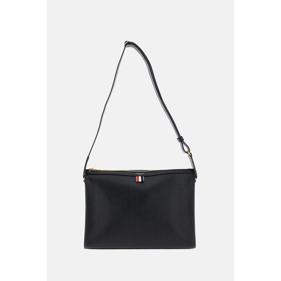 Thom Browne 4-bar Pebble Grain Messenger Bag In Black