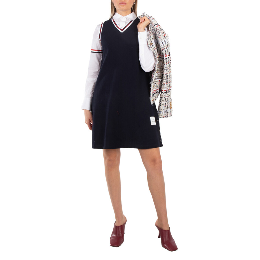 Stripe V-Neck Classic Pique Tennis Dress