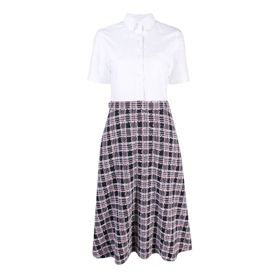 Thom Browne Tweed Prince Of Wales Check Shirt Dress