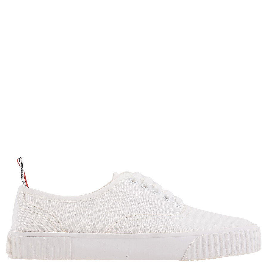 Thom Browne｜SNEAKERS (FFD063A 01588 100) Thom Browne White Canvas Low-Top Heritage Sneaker, Brand