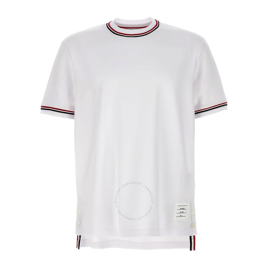 Thom Browne White Cotton Milano Stripe Tee, Brand Size 5 (XX