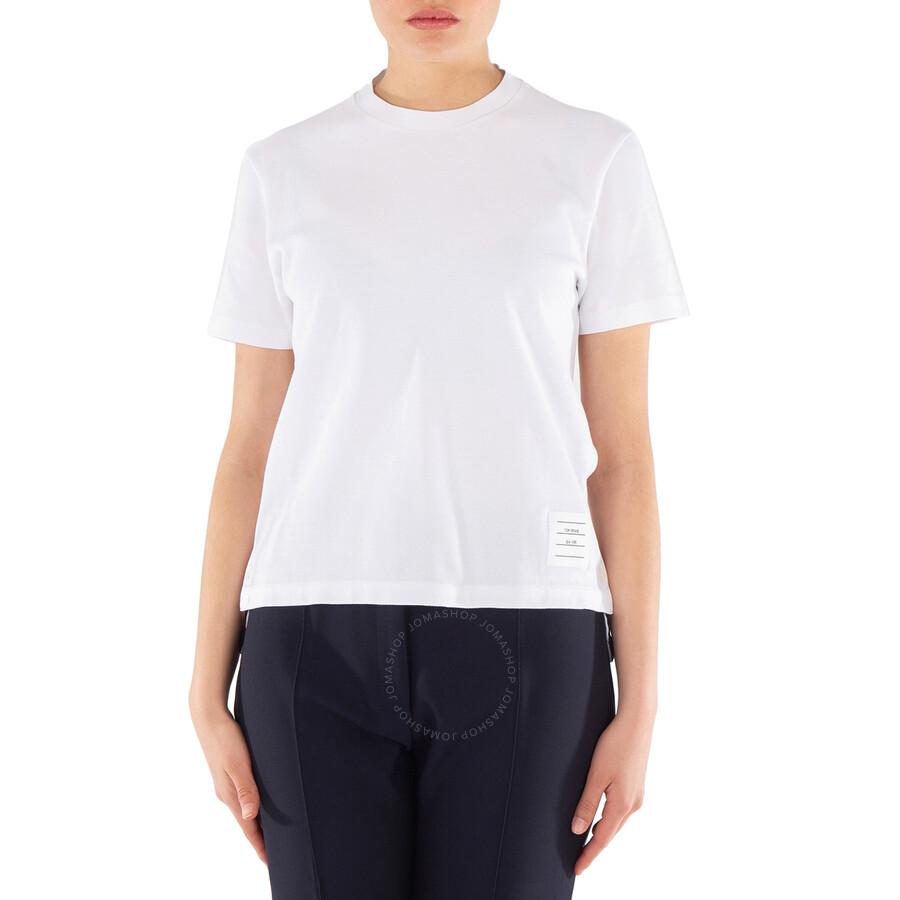 Thom Browne White Cotton Pique Classic Stripe T-Shirt, Brand