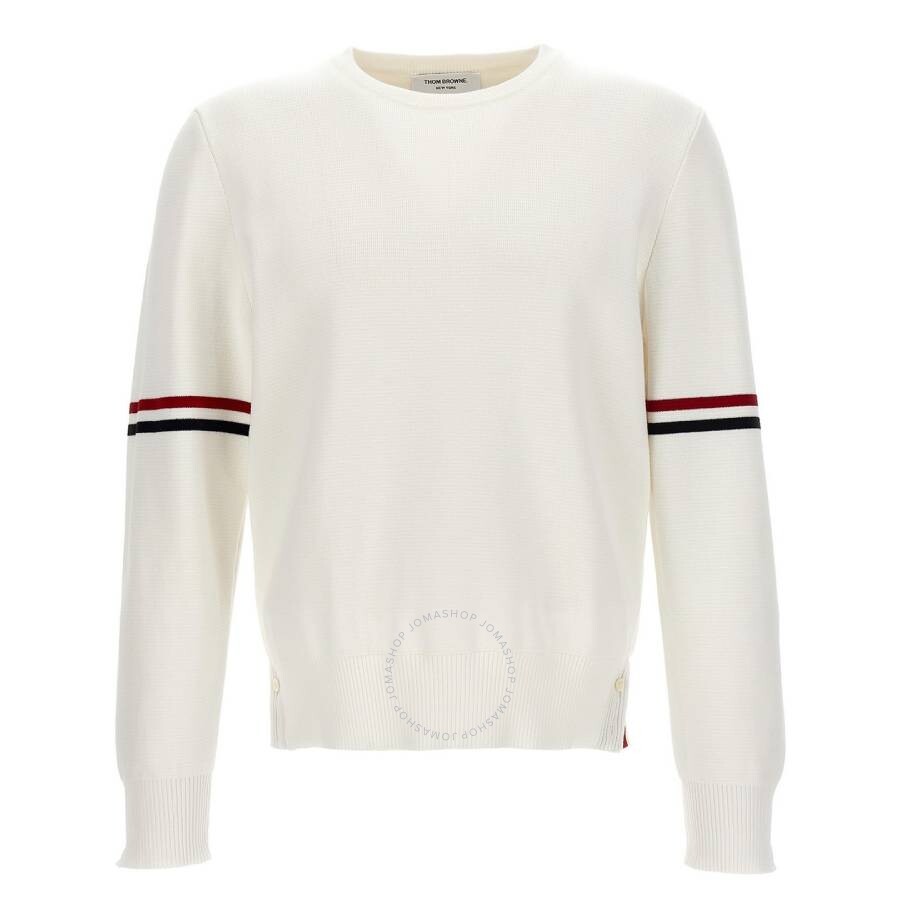 Thom Browne Milano Stitch Crewneck Cotton Sweater In White