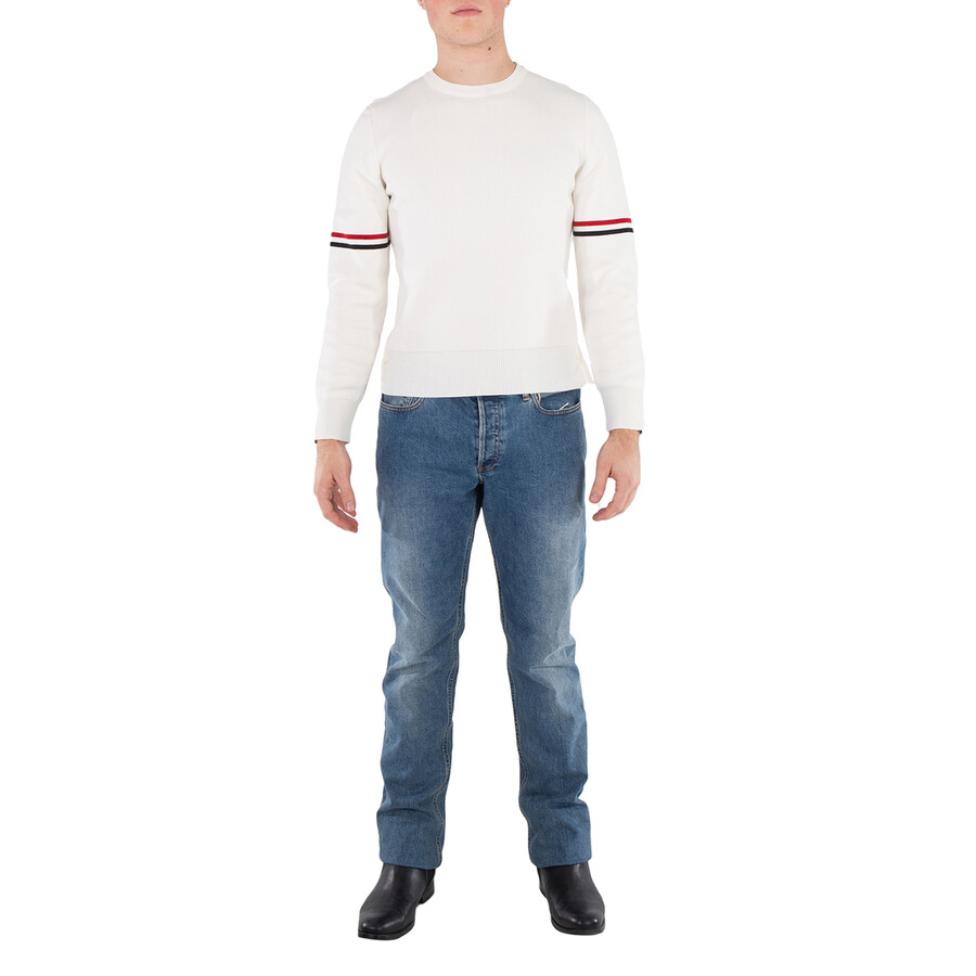 White Cotton Stripe Milano Sweater