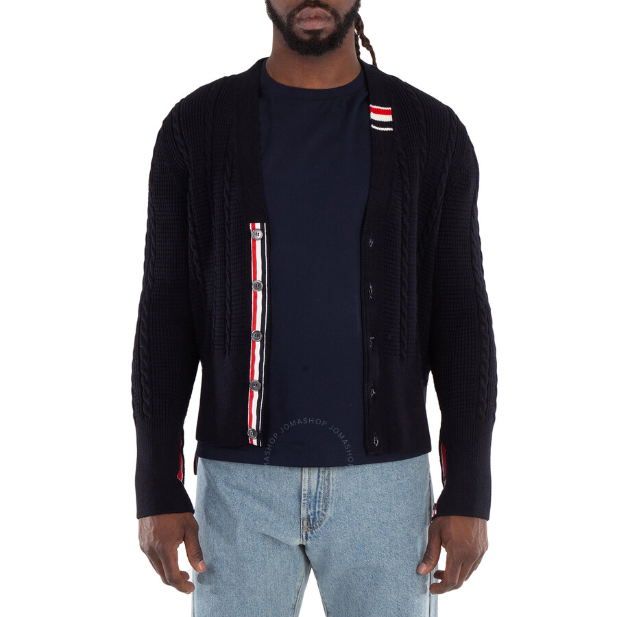 Thom Browne｜ROUND NECK KNITS (MKA486A Y1002 415) Thom Browne Men's Navy 4-Bar Stripe Wool Jumper, Brand Size