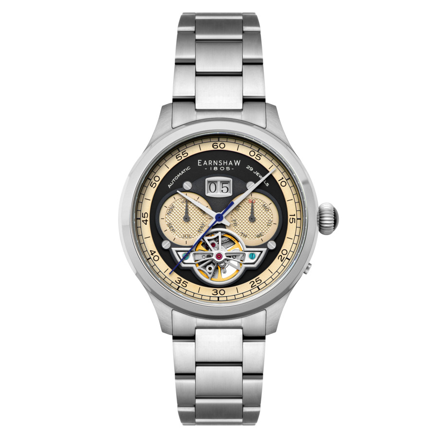 Thomas Earnshaw Baron Grand Date Calendar Open Heart Black Dial Men's Watch ES-8187-22