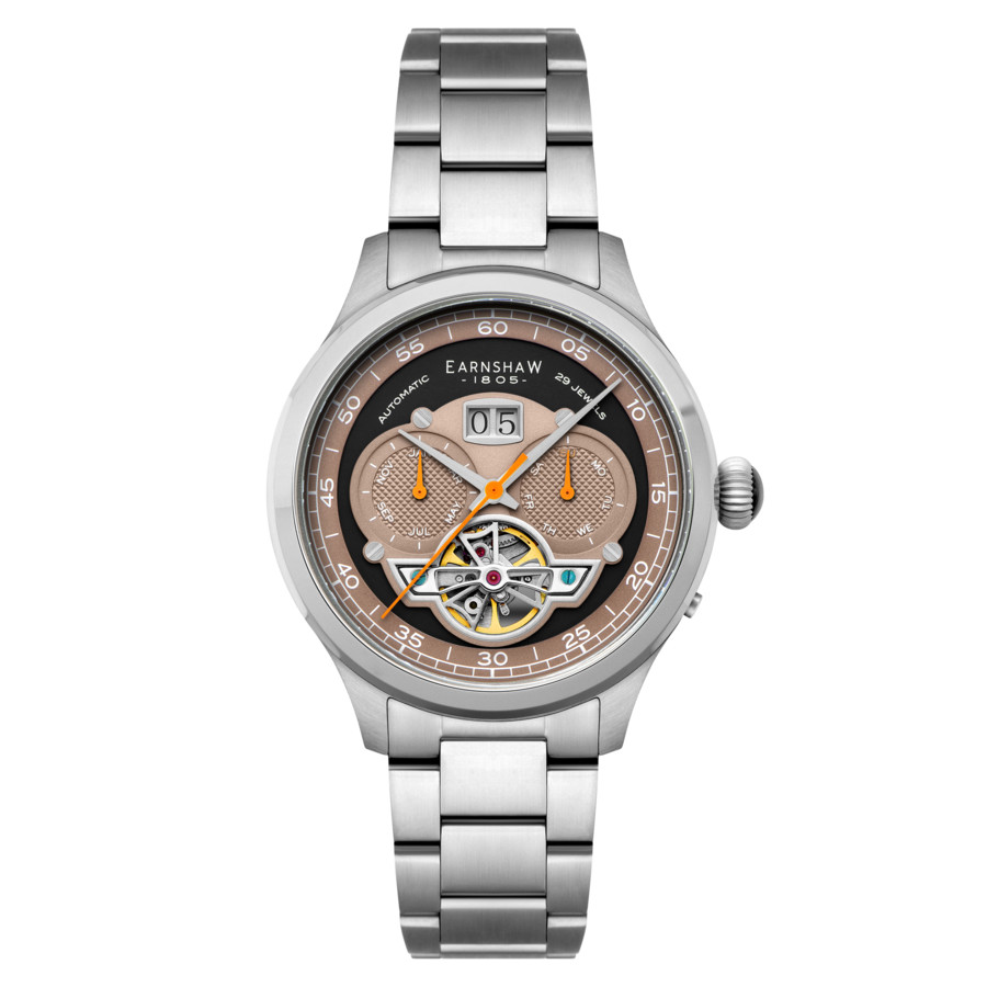 Thomas Earnshaw Baron Grand Date Calendar Open Heart Automatic Black Dial Men's Watch ES-8187-55