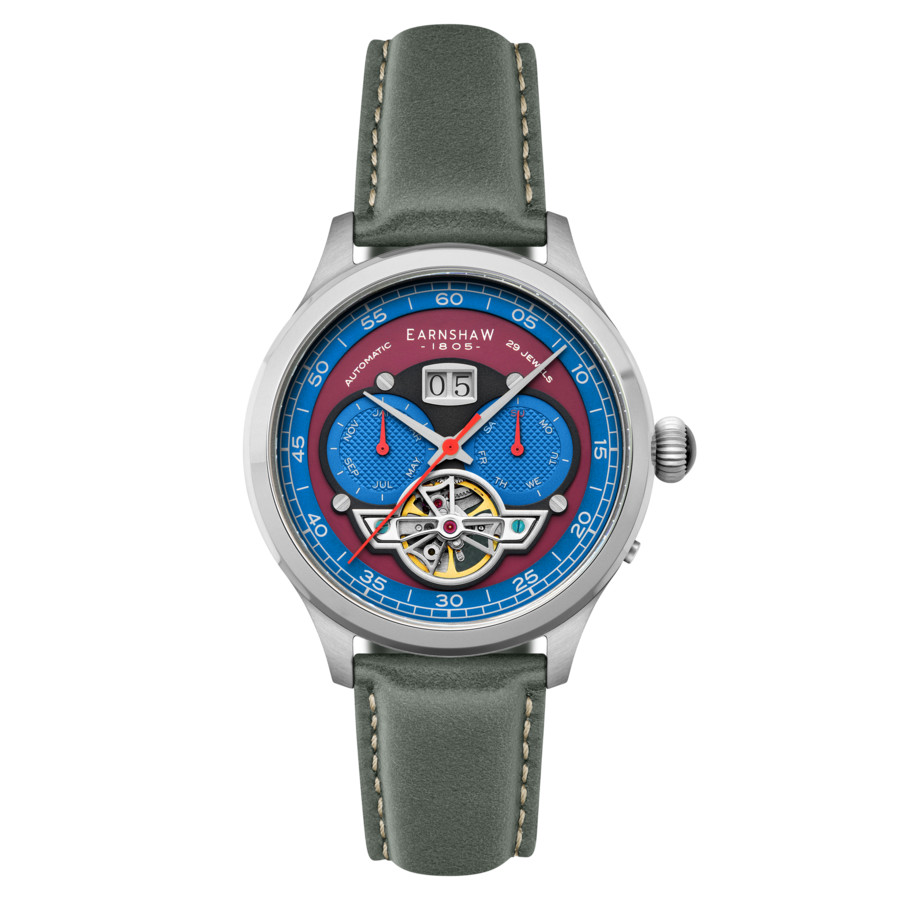 Thomas Earnshaw Baron Grand Date Calendar Open Heart Red Dial Men's Watch ES-8187-08