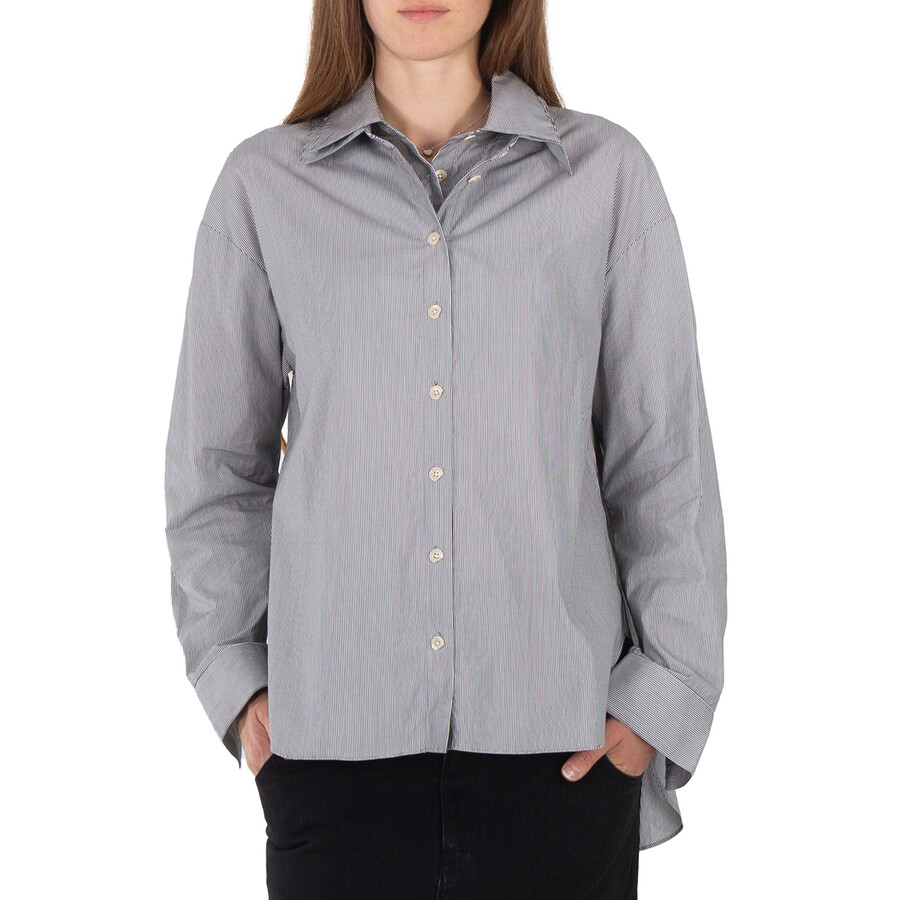 Double Collar Micro Stripe Cotton Shirt
