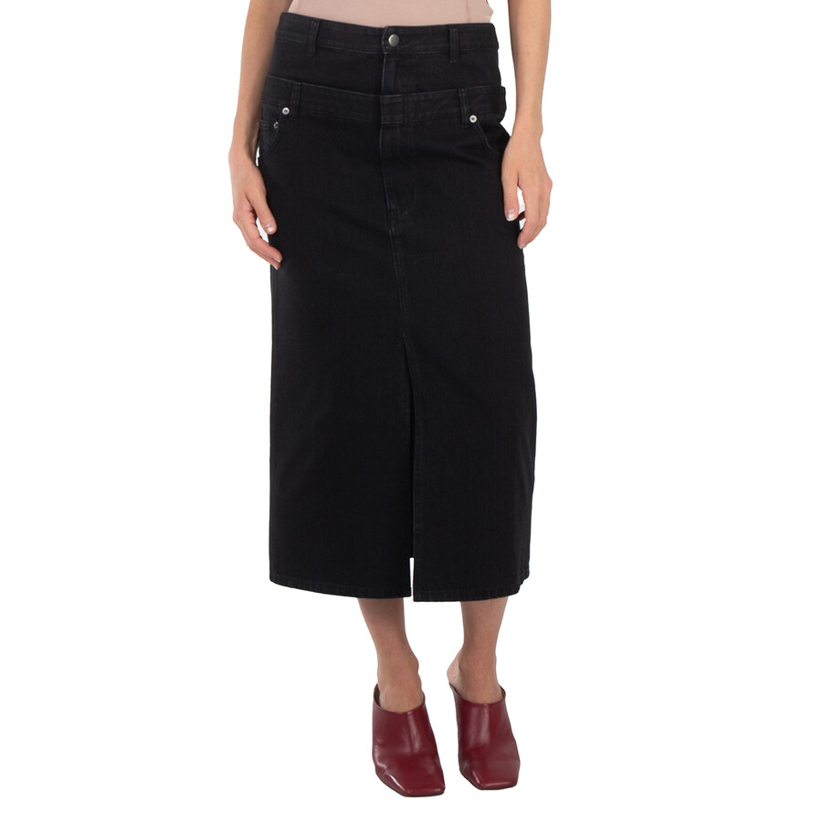 Tibiスカート TIBI /ティビ】 BLACK DENIM GODET マキシスカート（ロング