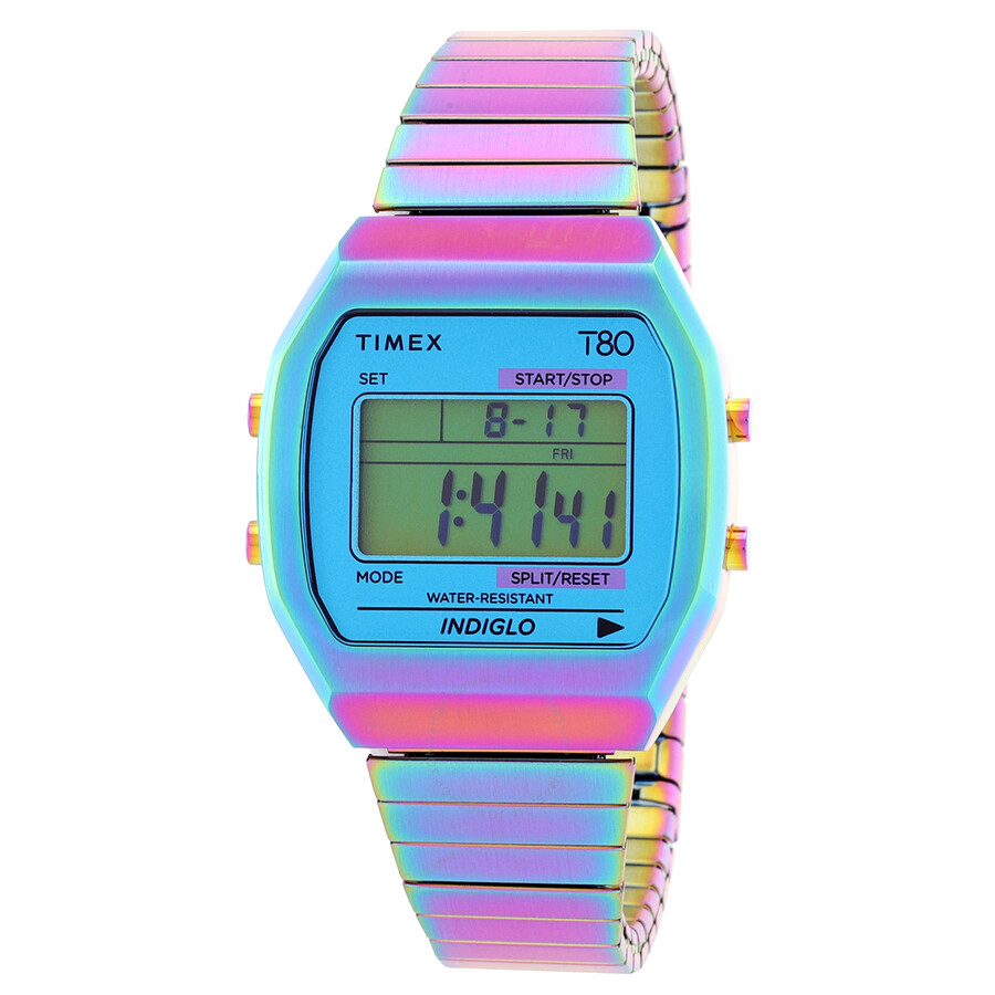 Timex 80 Quartz Digital Blue Dial Expansion Band Ladies Watch Tw2w57100 In Multi