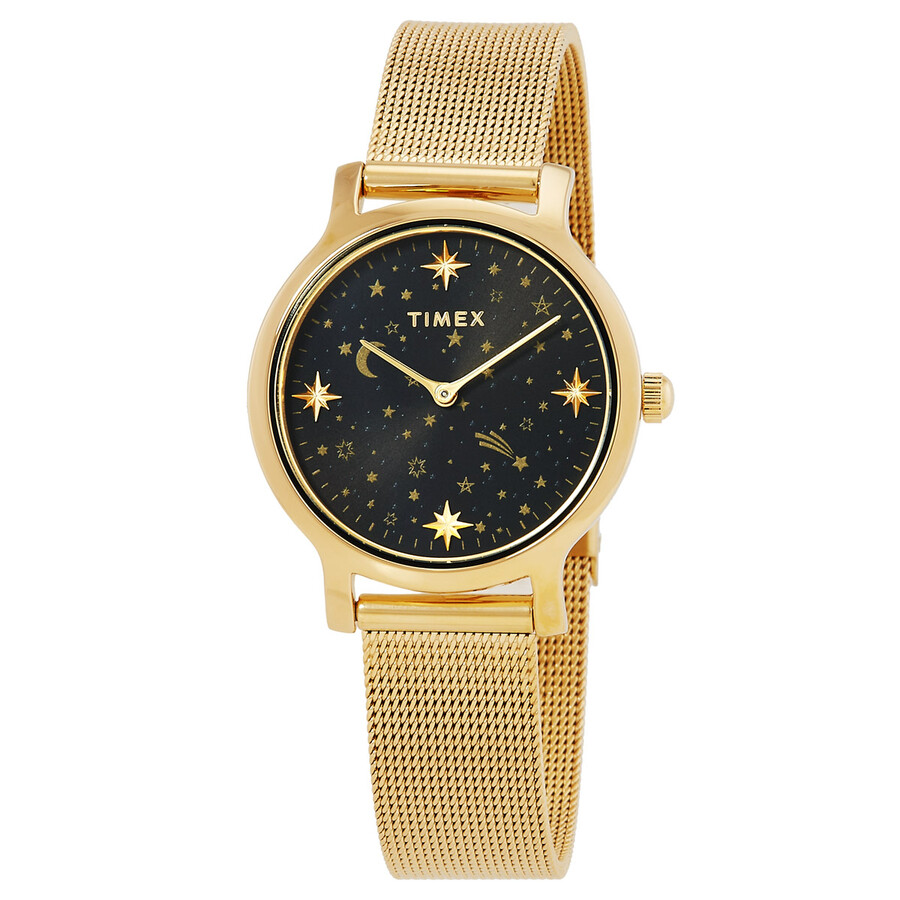 【国内即納】TIMEX セレスティアル TW2W21500 腕時計 Timex Celestial Transcend Quartz Black Dial Ladies Watch