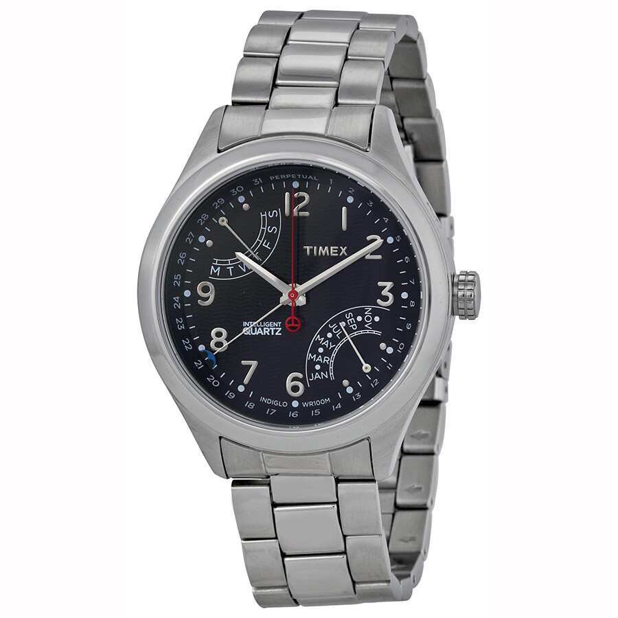 Timex Intelligent Perpetual Calendar Black Dial Stainless Steel Men s 