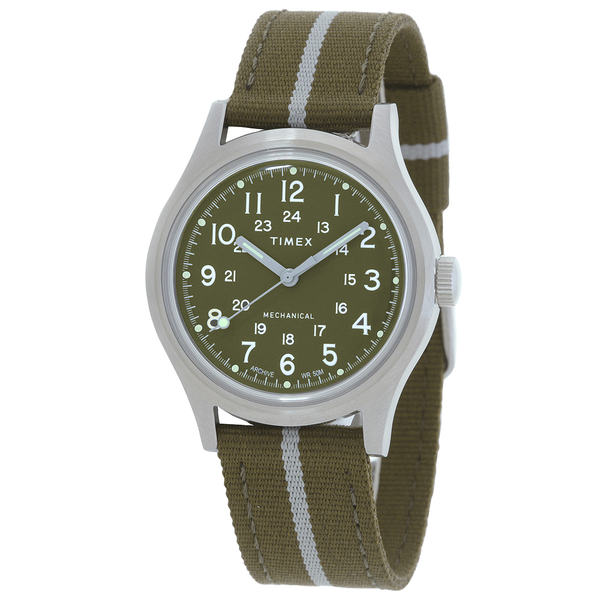 Timex MK1 Hand Wind Green Dial Men's Watch TW2U69000 194366092448