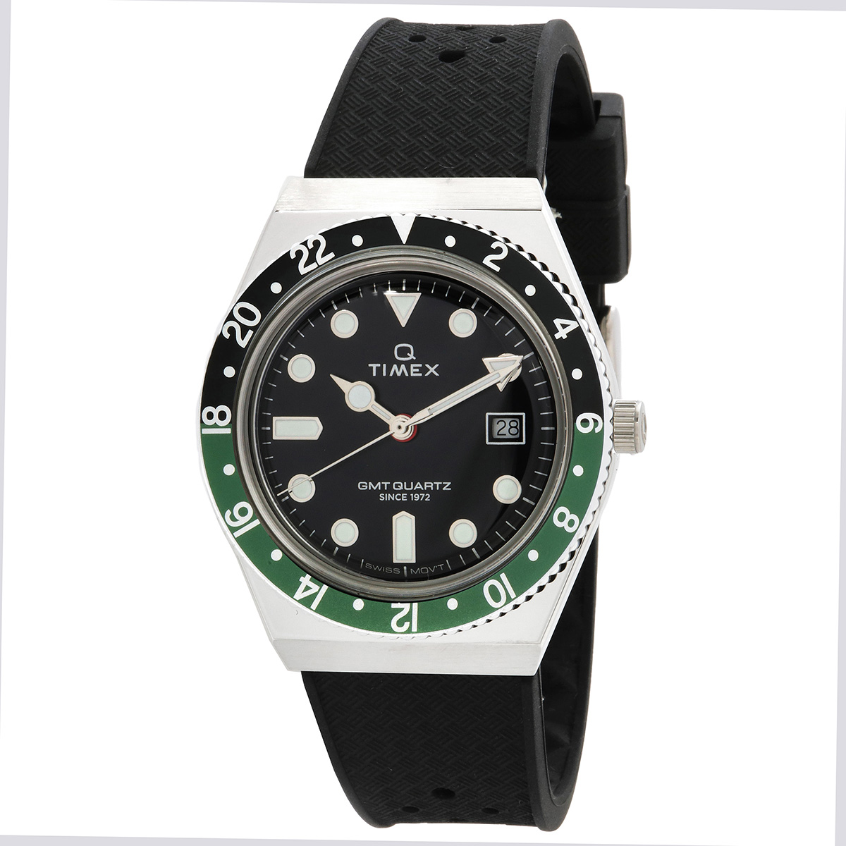 Timex Q Timex GMT Quartz Black Dial Sprite Bezel Men's Watch