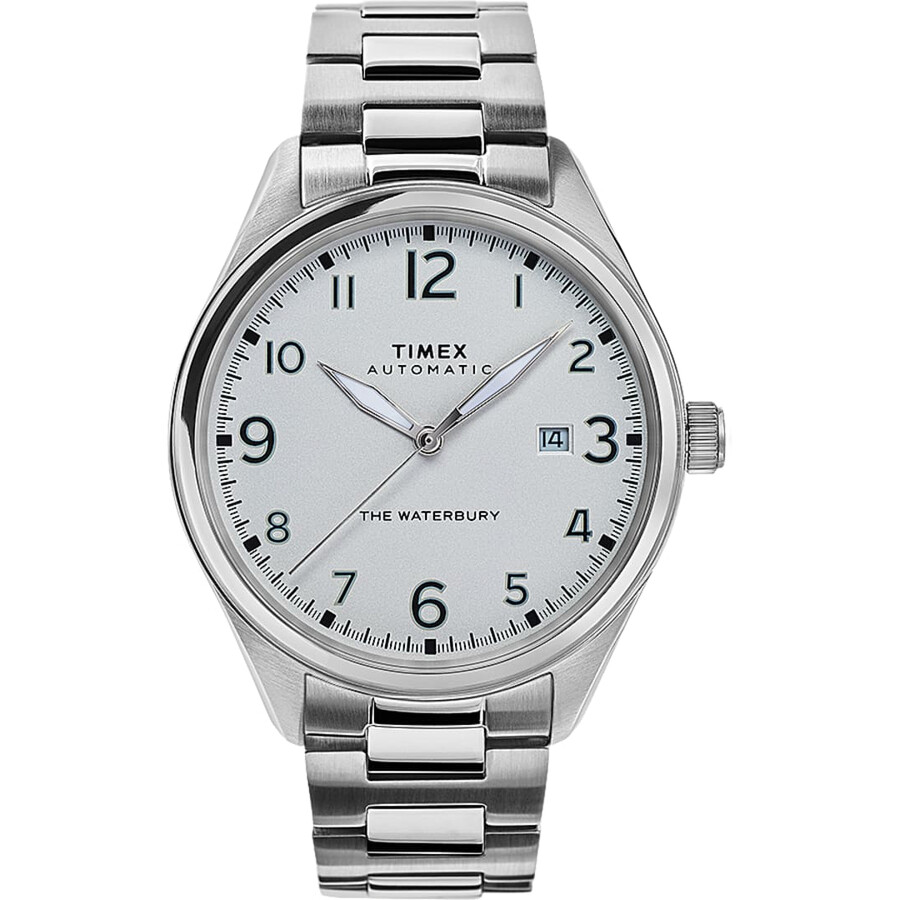 Shop Timex Waterbury Automatic White Dial Men's Watch Tw2t69700 In White/silver Tone