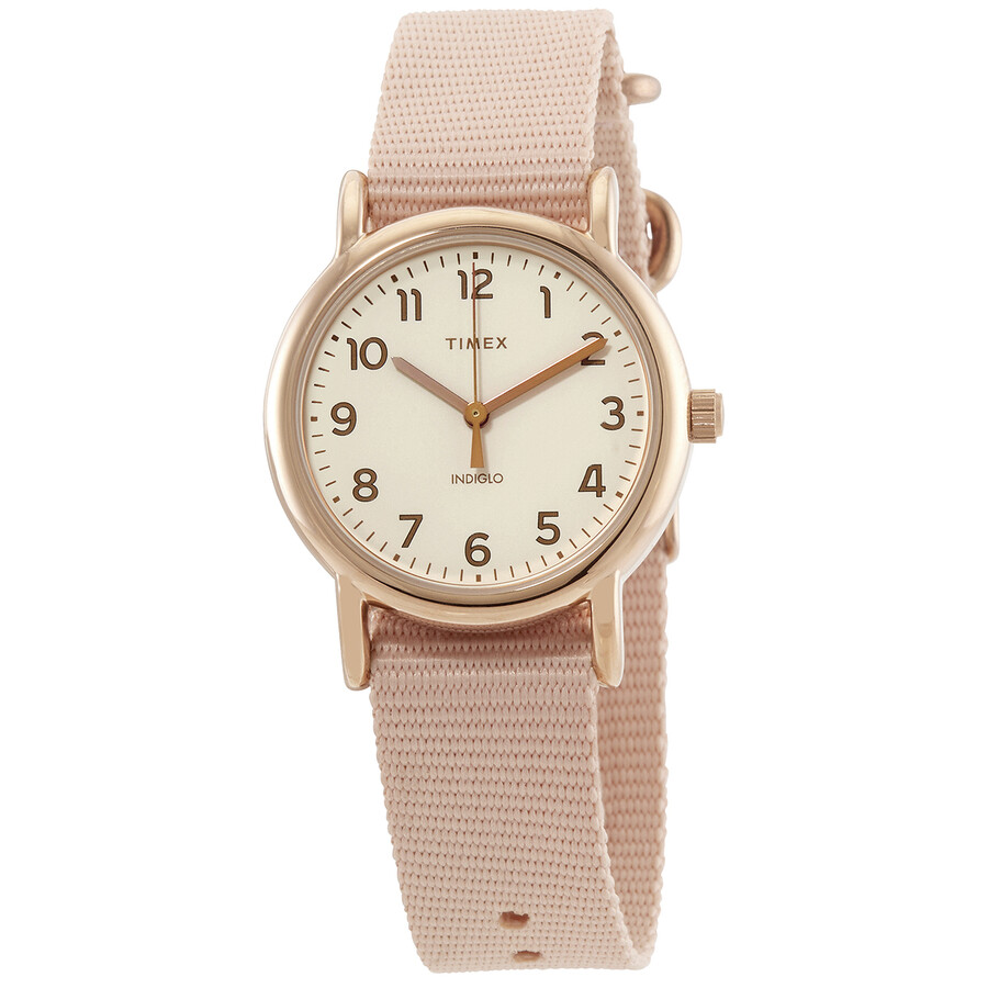 timex weekender rose gold