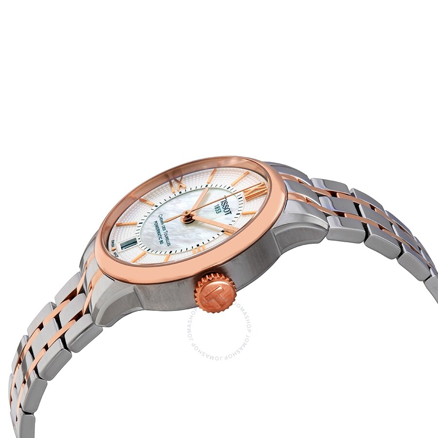 Shop Tissot Chemin Des Tourelles Automatic Mother Of Pearl Dial Ladies Watch T099.207.22.118.02 In Two Tone  / Gold / Gold Tone / Mother Of Pearl / Rose / Rose Gold / Rose Gold Tone / Silver