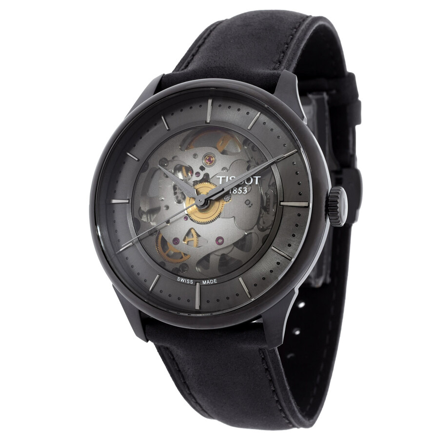 Tissot Chemin Des Tourelles Skeleton Automatic Gunmetal Dial Men's