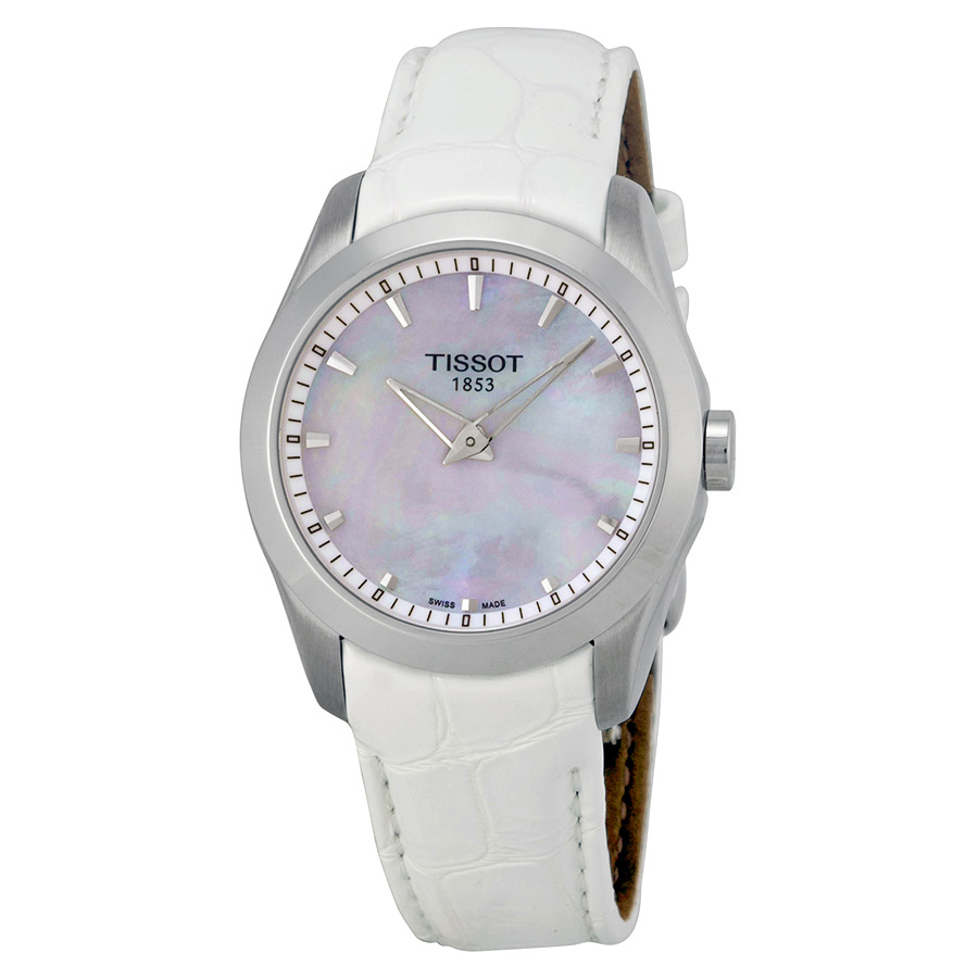 Tissot Couturier Grande Mother of Pearl Dial White Leather 