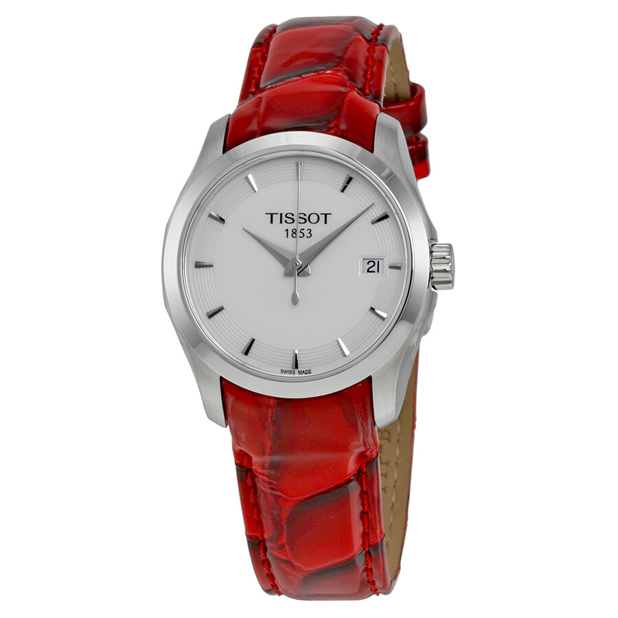Tissot Couturier White Dial Red Leather Ladies Watch T0352101601101  T035.210.16.011.01 7611608253328 - T-Classic, Couturier - Jomashop, image size:900x900