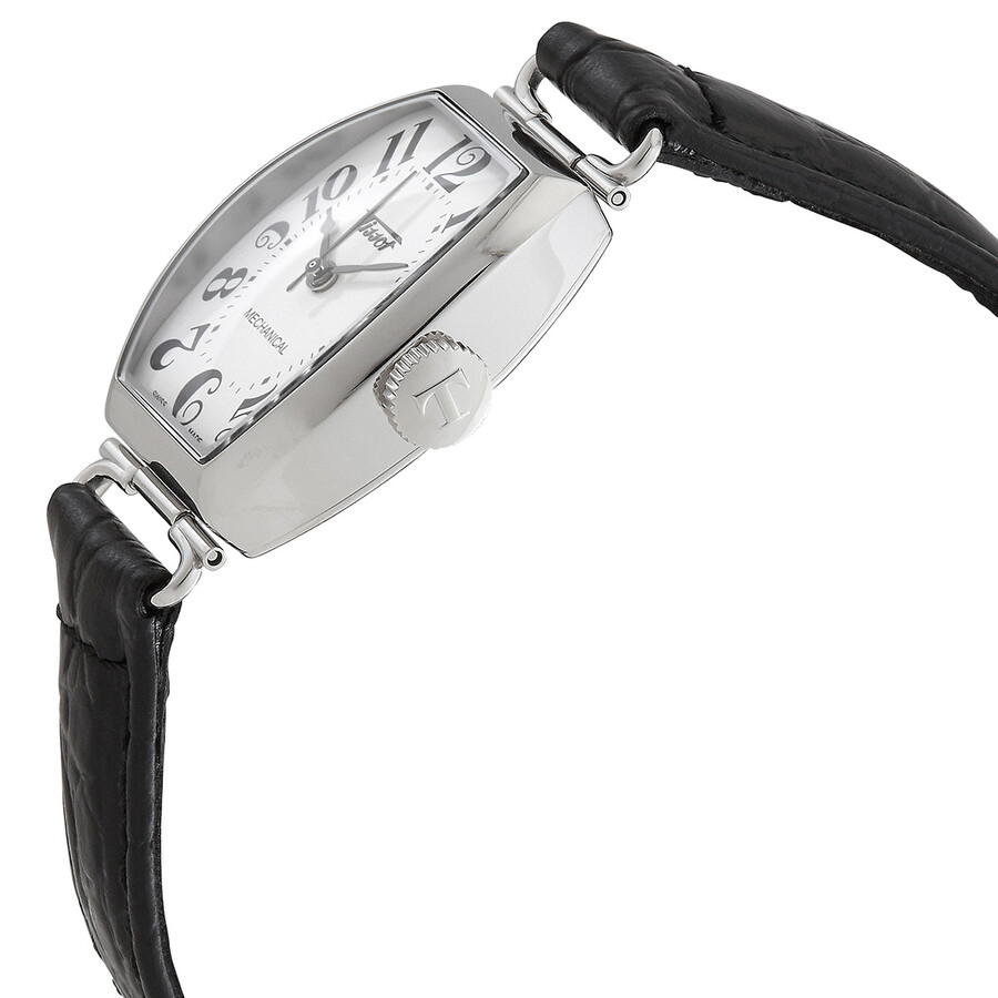 Shop Tissot Heritage Porto Hand Wind White Dial Ladies Watch T128.161.16.012.00 In Black / White