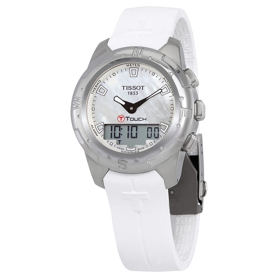 Tissot T-Touch II White Mother of Pearl Dial Ladies Watch  T047.220.47.111.00 T047.220.47.111.00 7611608254585 - T-Touch Collection,  T-Touch II - Jomashop