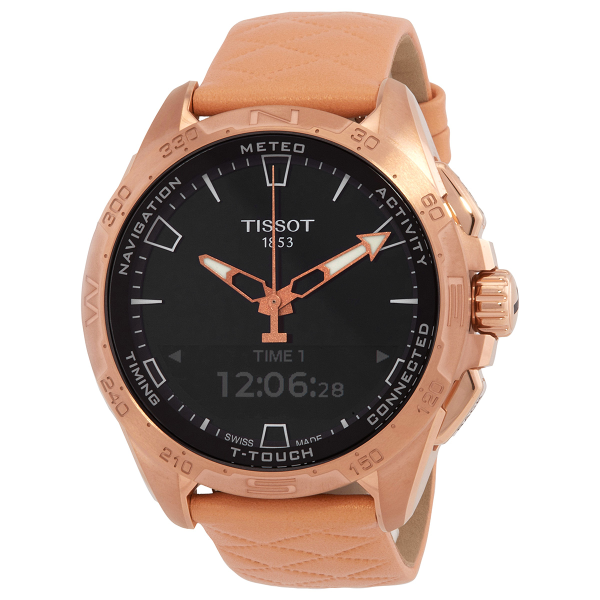 T-Touch Connect Solar Perpetual Alarm Quartz Analog-Digital Black Dial Men's Watch