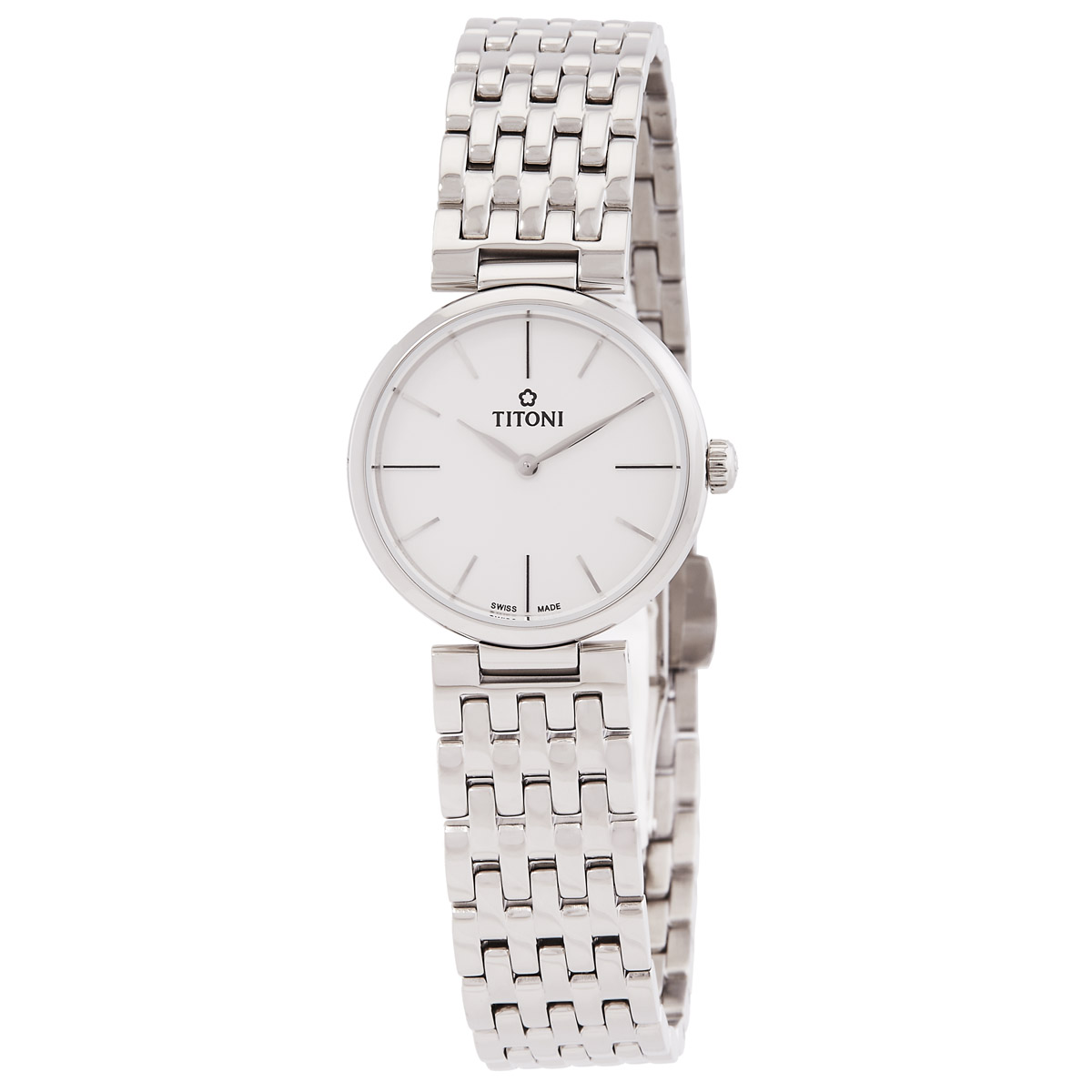 Titoni Slenderline Quartz Silver Dial Ladies Watch TQ-42718-S-606