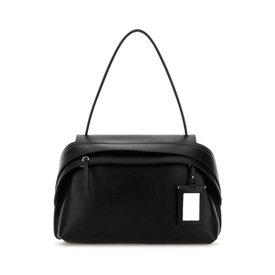 Tod's Tods Black Eather Medium Tod S Wave Shoulder Bag