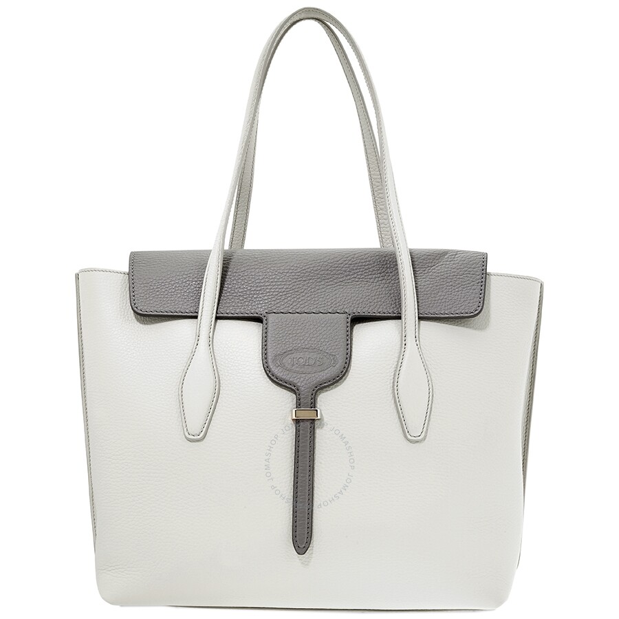 Tods Ladies Tote bag Joy Light Gray New Joy Tote Large Bicolr Tods Handbags