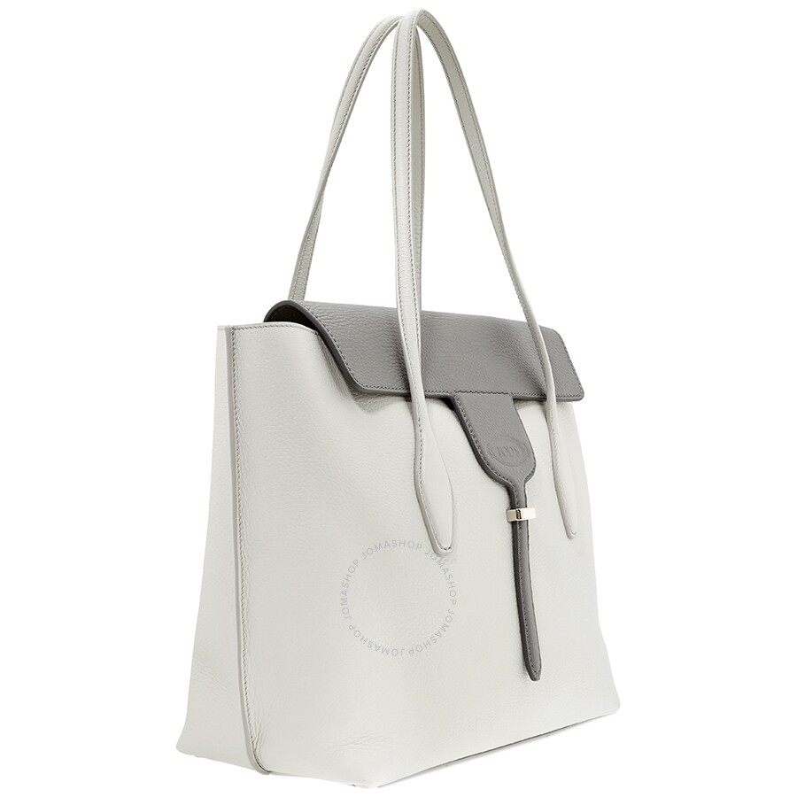 Tods Ladies Tote bag Joy Light Gray New Joy Tote Large Bicolr Tods Handbags
