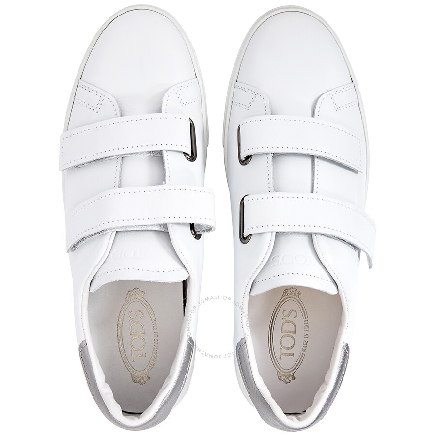 Tods Men's Boat Shoes in White/Platinum Shoes