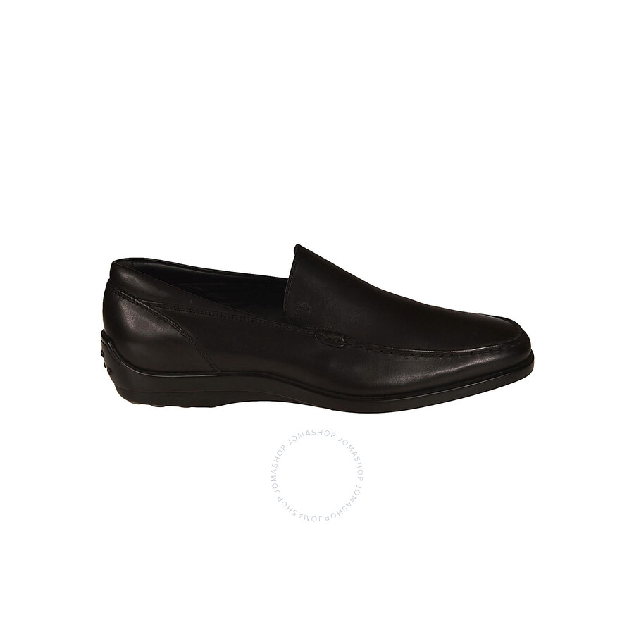 tod's black leather loafers